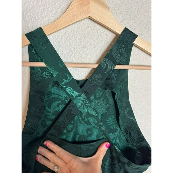 Vintage Be Smart Maxi Dress Size Medium Green Y2K Floral Textured Evening - Picture 8 of 10